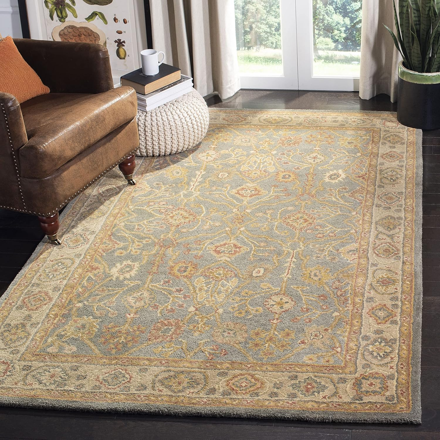 SAFAVIEH Antiquity Chanelle Oriental Wool Area Rug, Blue/Ivory, 12' x 15'