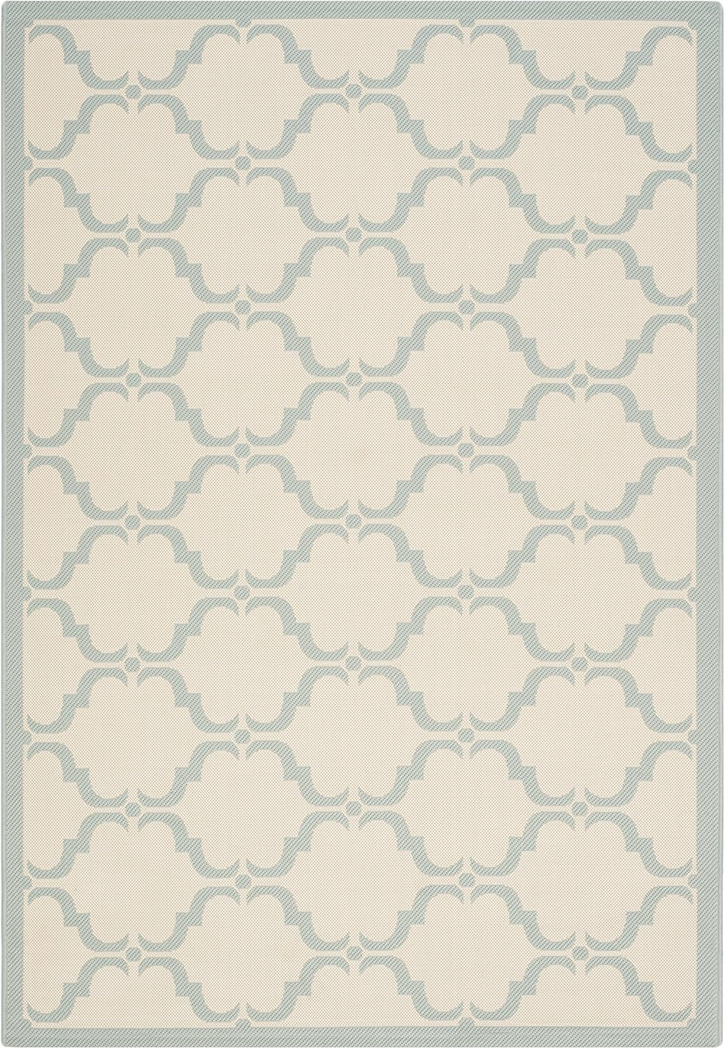 SAFAVIEH Courtyard Estelle Geometric Indoor/Outdoor Area Rug, 5'3" x 7'7", Beige/Aqua