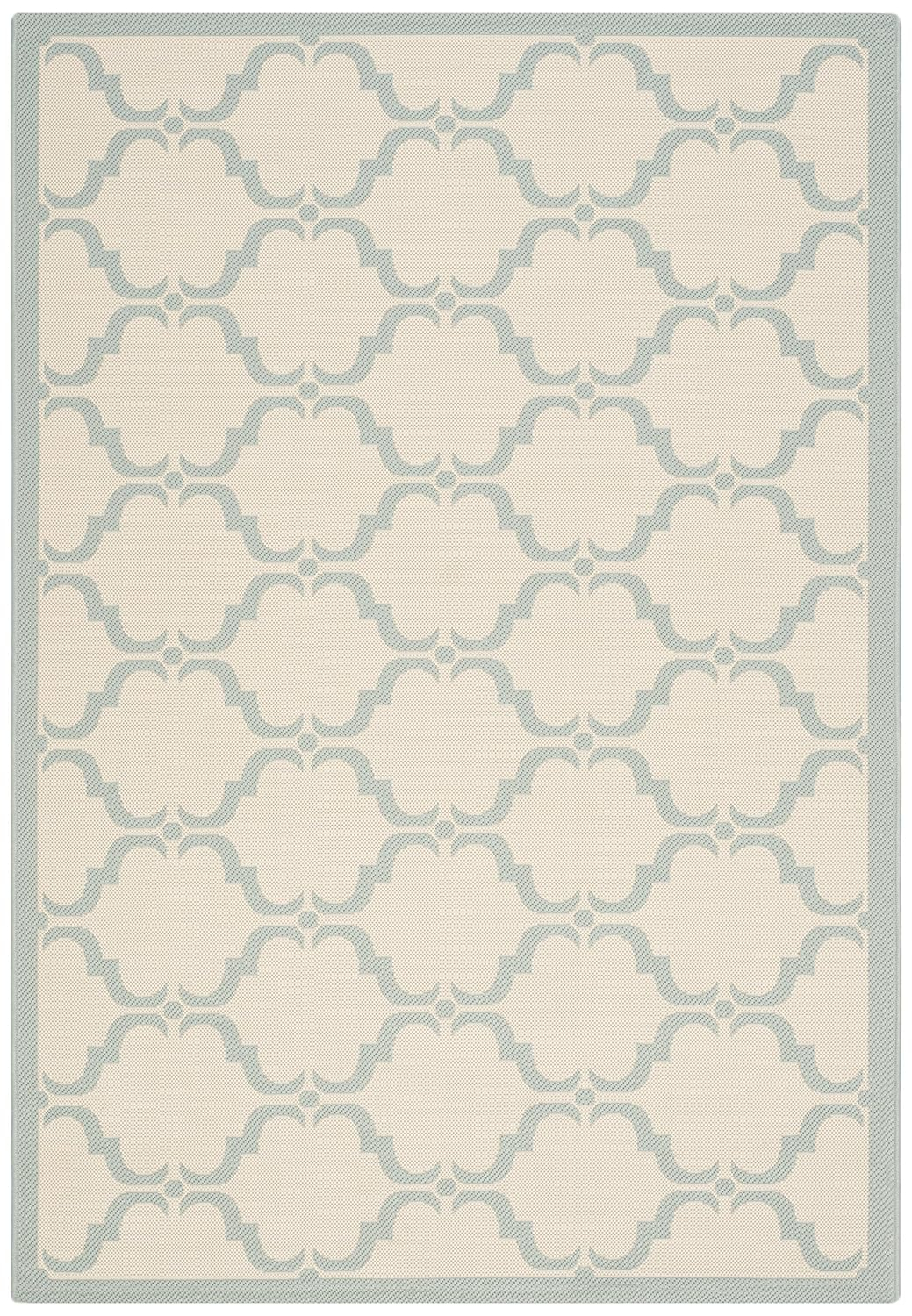 SAFAVIEH Courtyard Estelle Geometric Indoor/Outdoor Area Rug, 5'3" x 7'7", Beige/Aqua