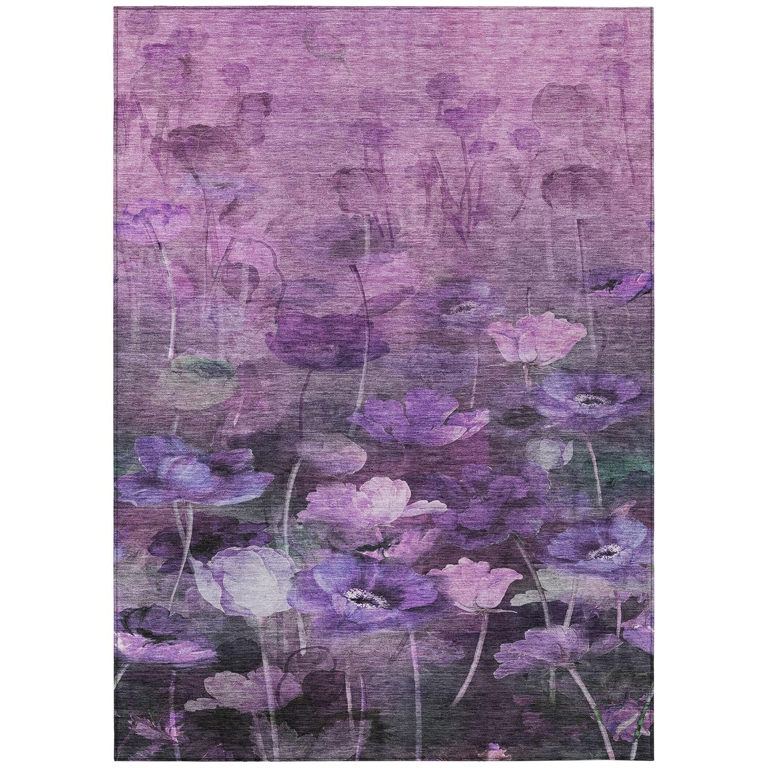 Addison Rugs Chantille Indoor/Outdoor Transitional Floral Purple Washable Rectangle Rug, 3' x 5'