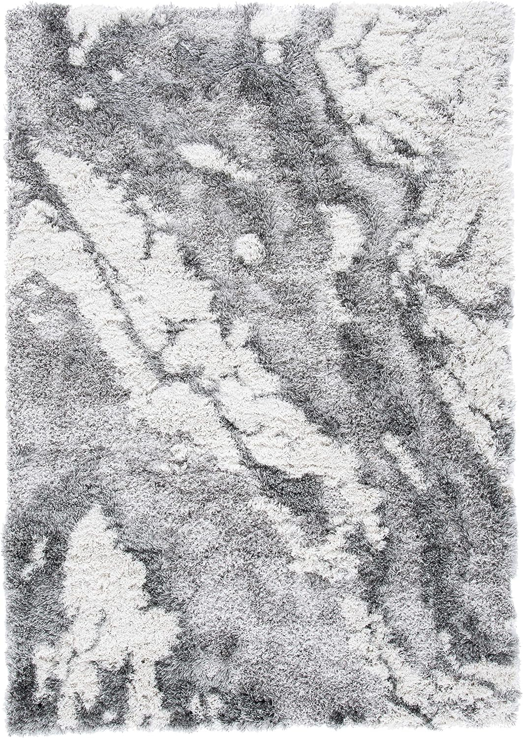 SAFAVIEH Horizon Konstantinos Abstract Shag Area Rug, Grey/Ivory, 5'3" x 7'7"