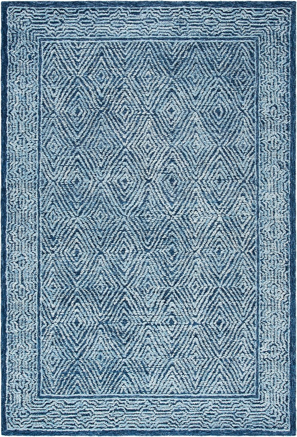 SAFAVIEH Capri Collection Accent Rug - 4' x 6', Navy, Handmade Wool, Ideal for High Traffic Areas in Entryway, Living Room, Bedroom (CPR217N)