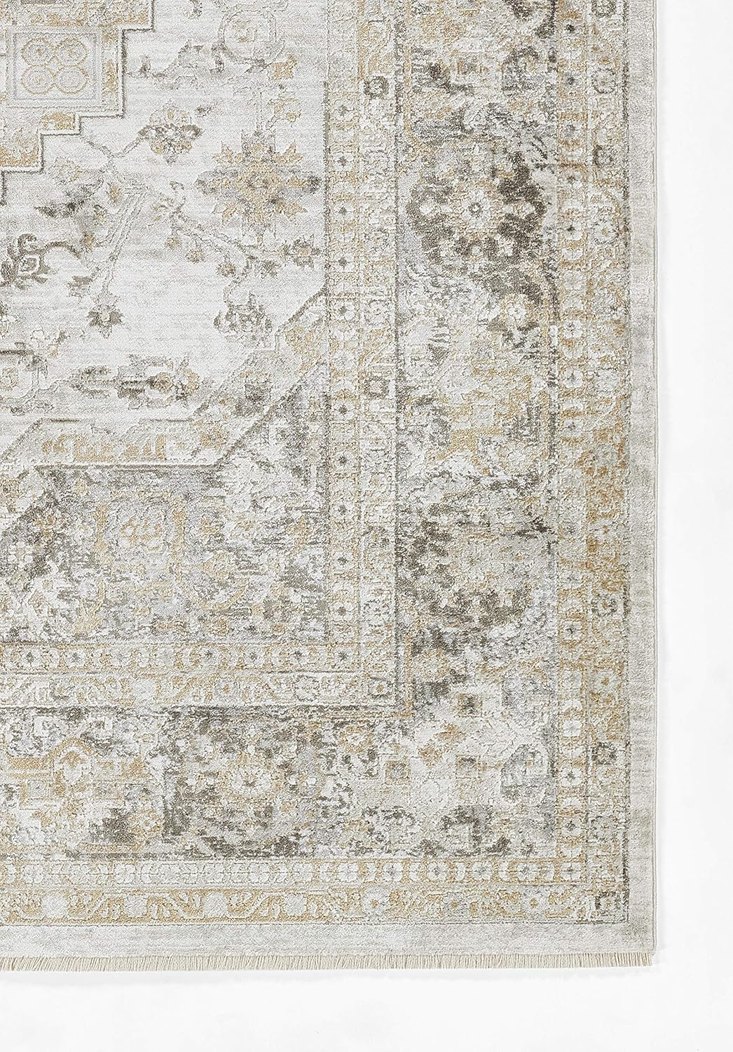 Taupe Rectangular Cotton Viscose Area Rug 47" x 65"