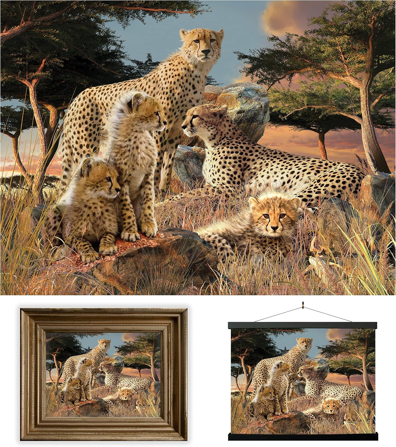 3D LiveLife Lenticular Wall Art Prints - Cheetah Clan from Deluxebase. Unframed 3D Big Cat Poster. Perfect wall decor. Original artwork licensed from renowned artist, David Penfound