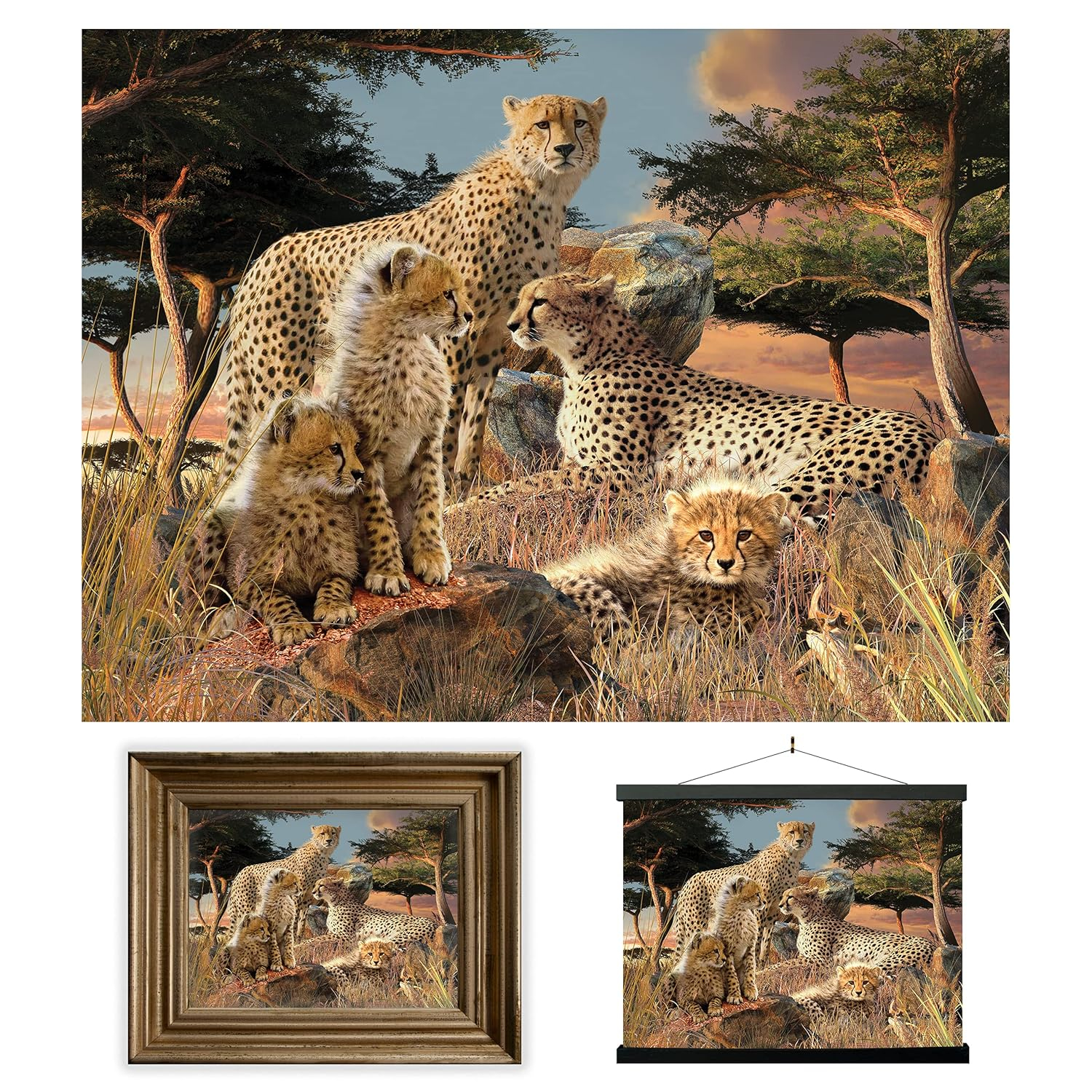 3D LiveLife Lenticular Wall Art Prints - Cheetah Clan from Deluxebase. Unframed 3D Big Cat Poster. Perfect wall decor. Original artwork licensed from renowned artist, David Penfound