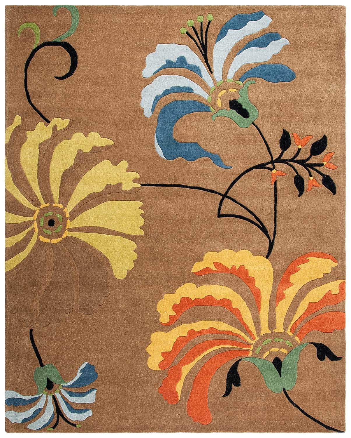 Handmade Blue Tufted Wool and Viscose Area Rug