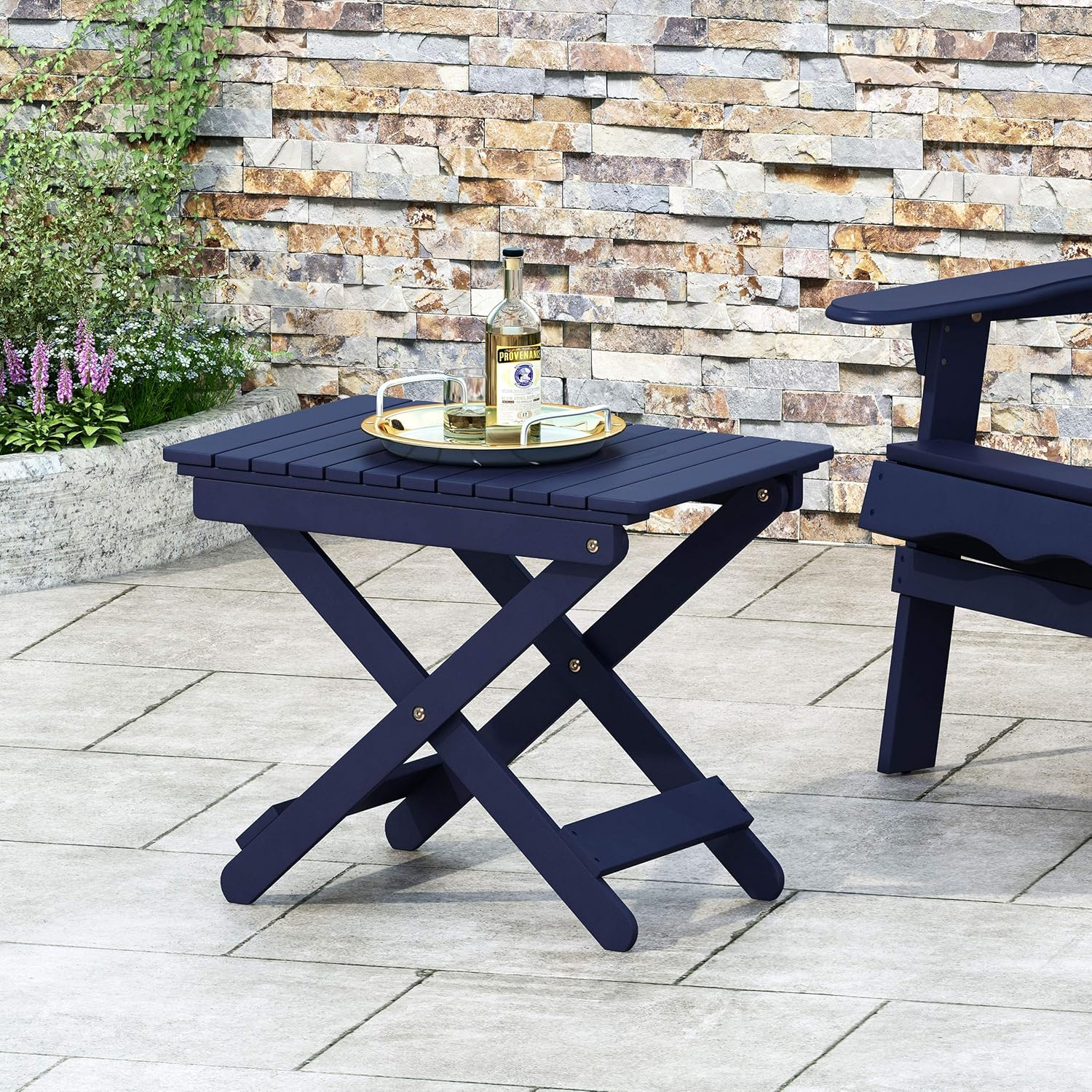 Christopher Knight Home Daphne Outdoor Folding Side Table, Navy Blue