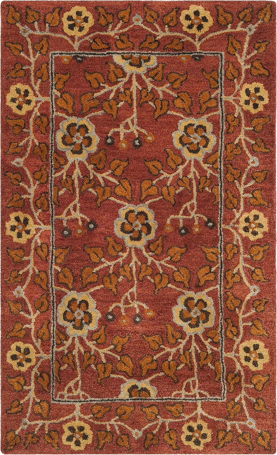 SAFAVIEH Heritage Sashka Traditional Wool Area Rug, Red/Multi, 3' x 5'