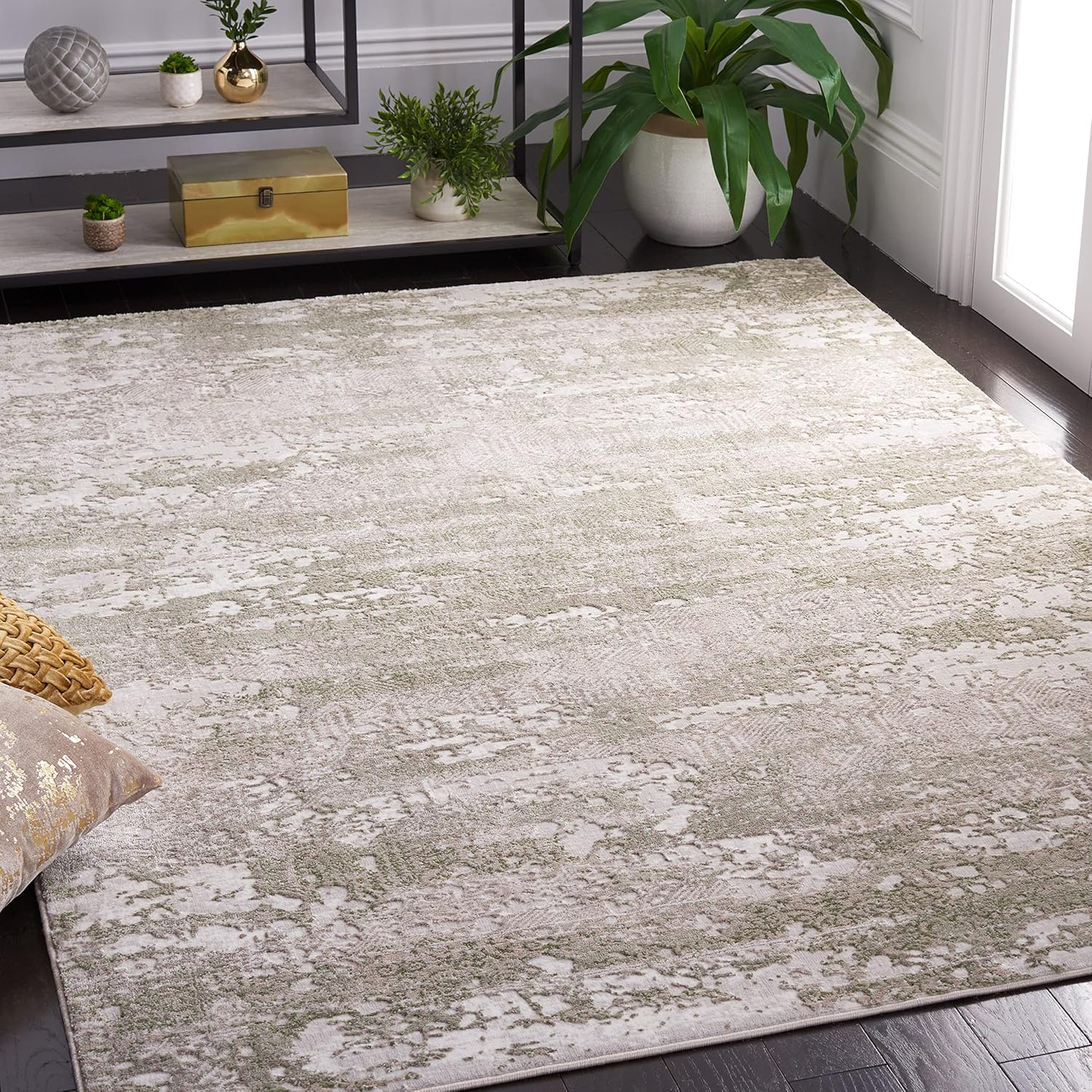 SAFAVIEH Meadow Beulah Abstract Area Rug, Beige/Sage, 9' x 12'