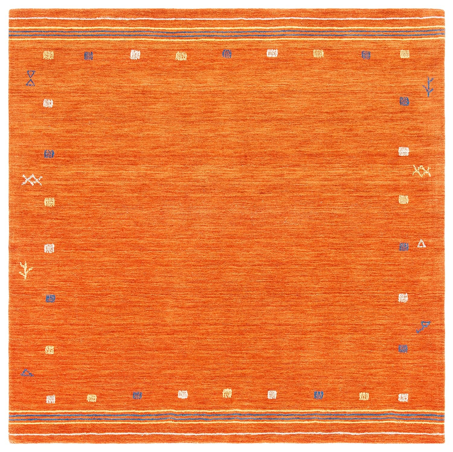 SAFAVIEH Himalaya Charmaine Solid Wool Area Rug, Rust, 8' x 8' Square