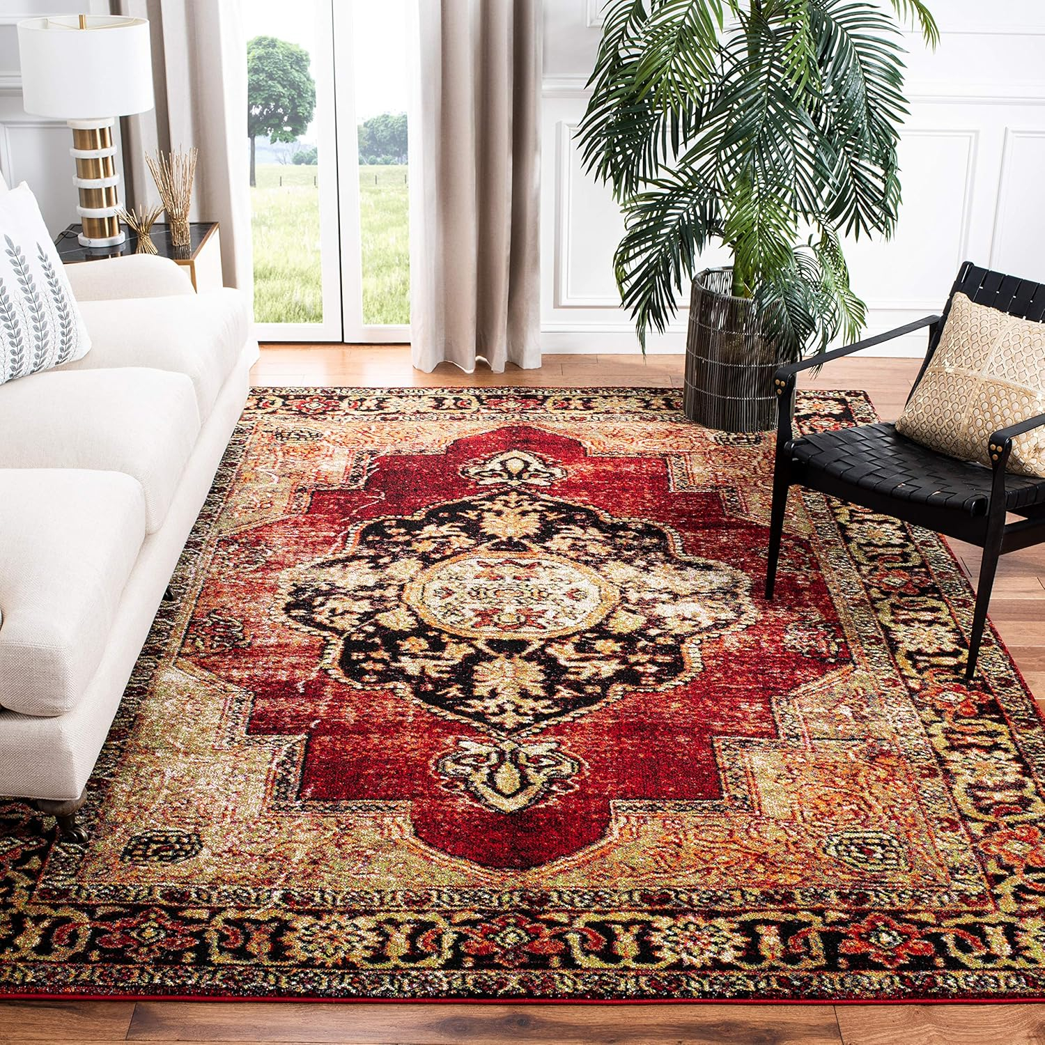 SAFAVIEH Vintage Hamadan Tahnee Traditional Area Rug, Red/Multi, 11' x 15'