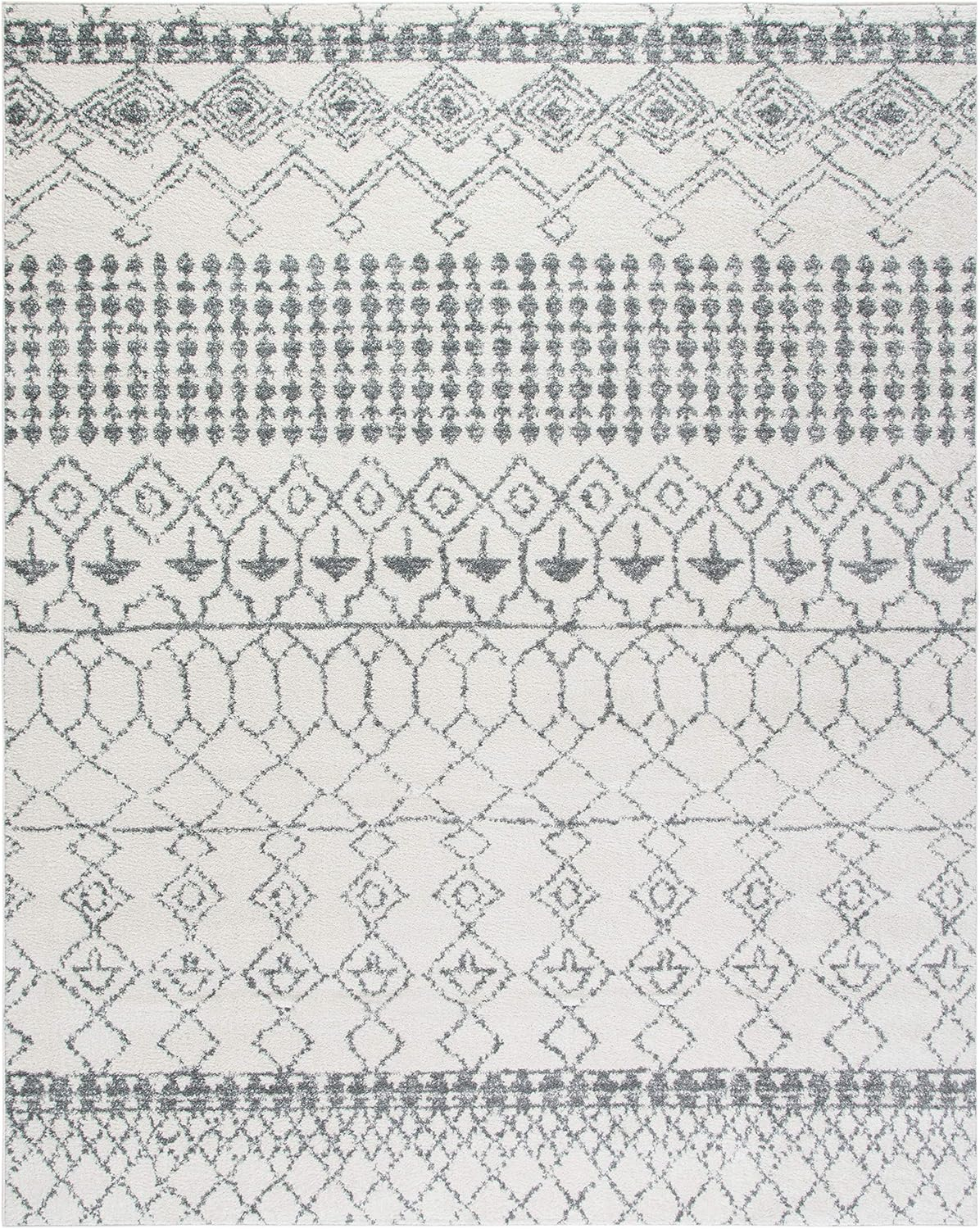 SAFAVIEH Tulum Coriander Moroccan Geometric Area Rug, 10' x 13', Ivory/Grey