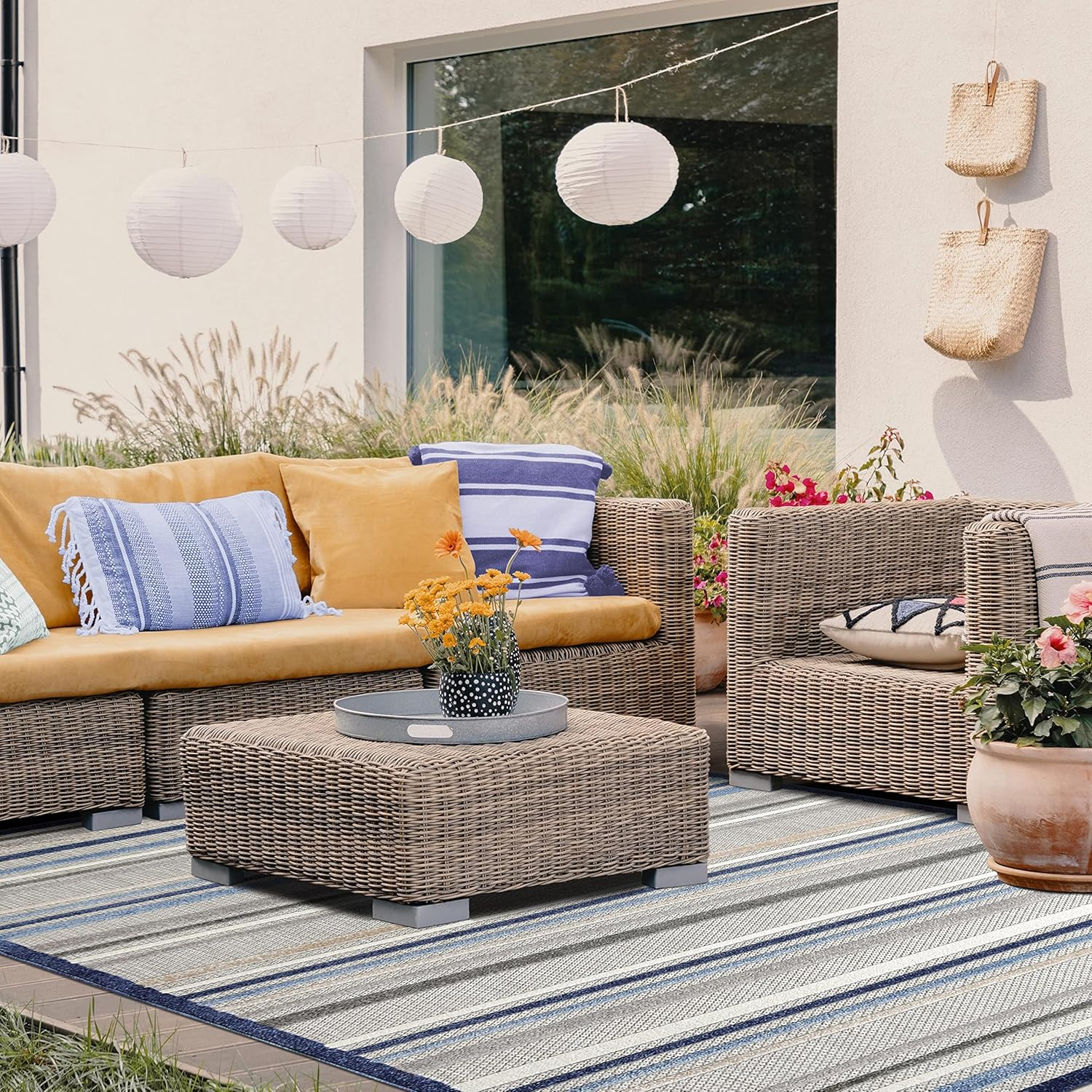 Superior Eastyn Stripe Indoor/Outdoor Area Rug, 5' 2" x 7' 2", Slate