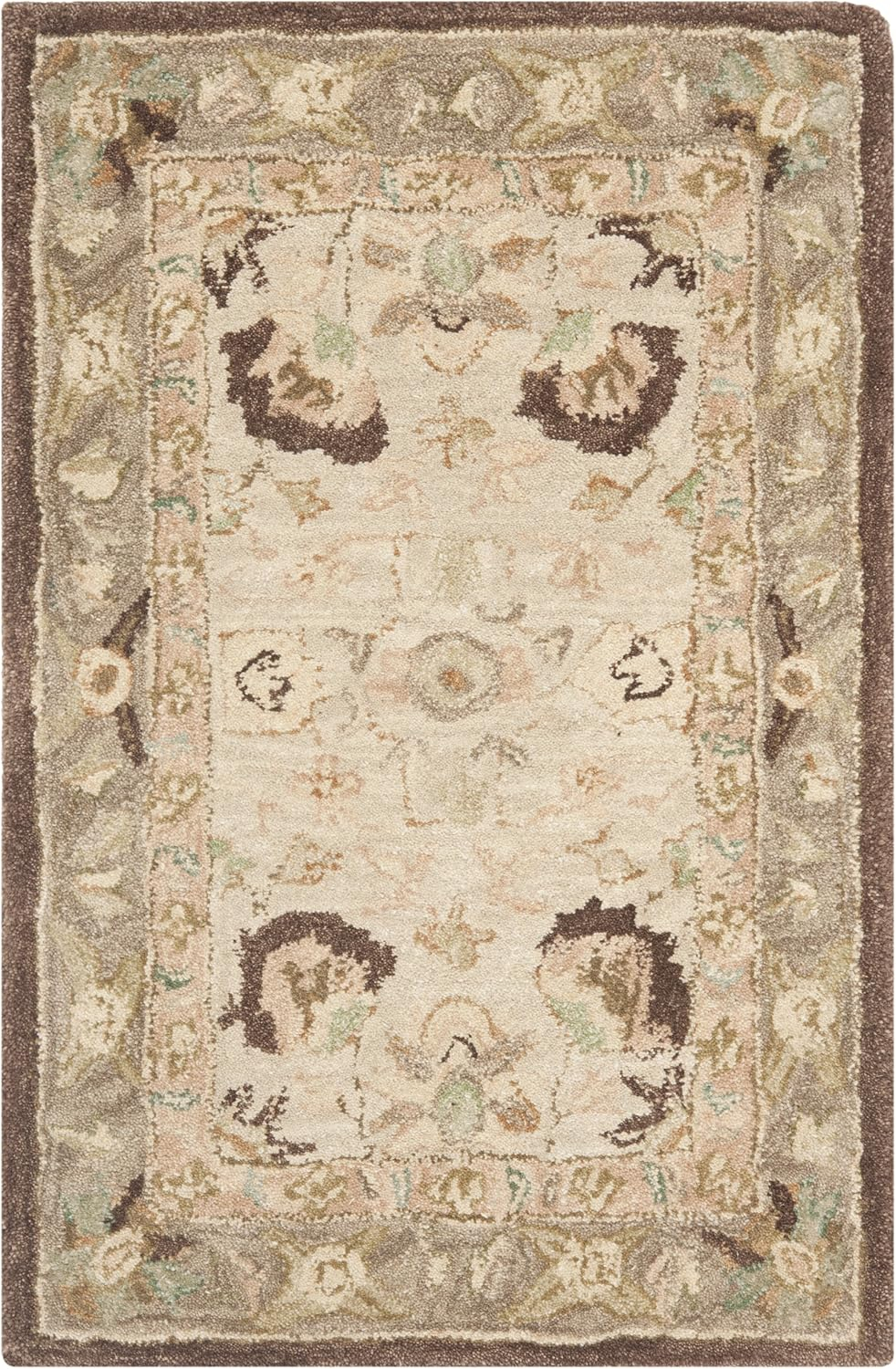 SAFAVIEH Anatolia Venice Floral Wool Area Rug, Ivory/Brown, 2' x 3'