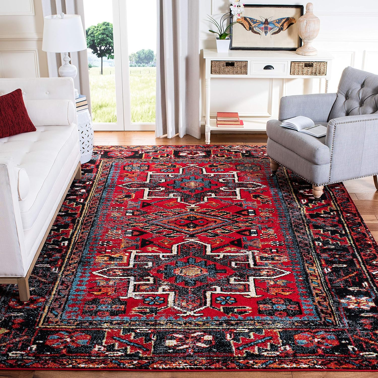 SAFAVIEH Vintage Hamadan Dania Oriental Area Rug, Red/Multi, 11' x 11' Square