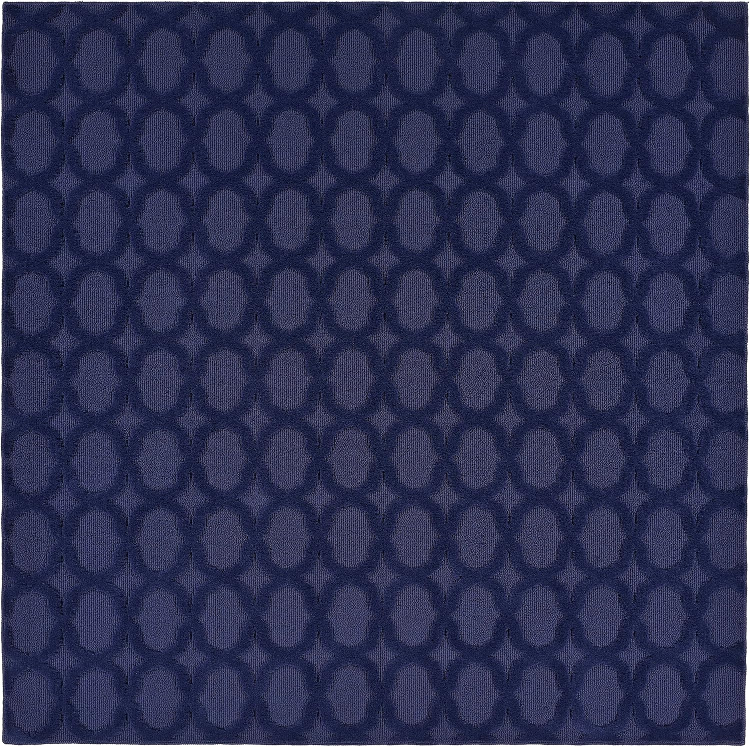 Garland Rug Garden Trellis Polypropylene Navy Square Indoor/Outdoor Area Rug, 6' x 6'