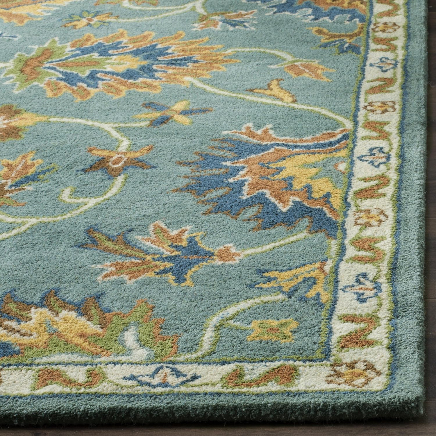 Luxe Heritage 6' Square Light Blue Hand-Tufted Wool Area Rug