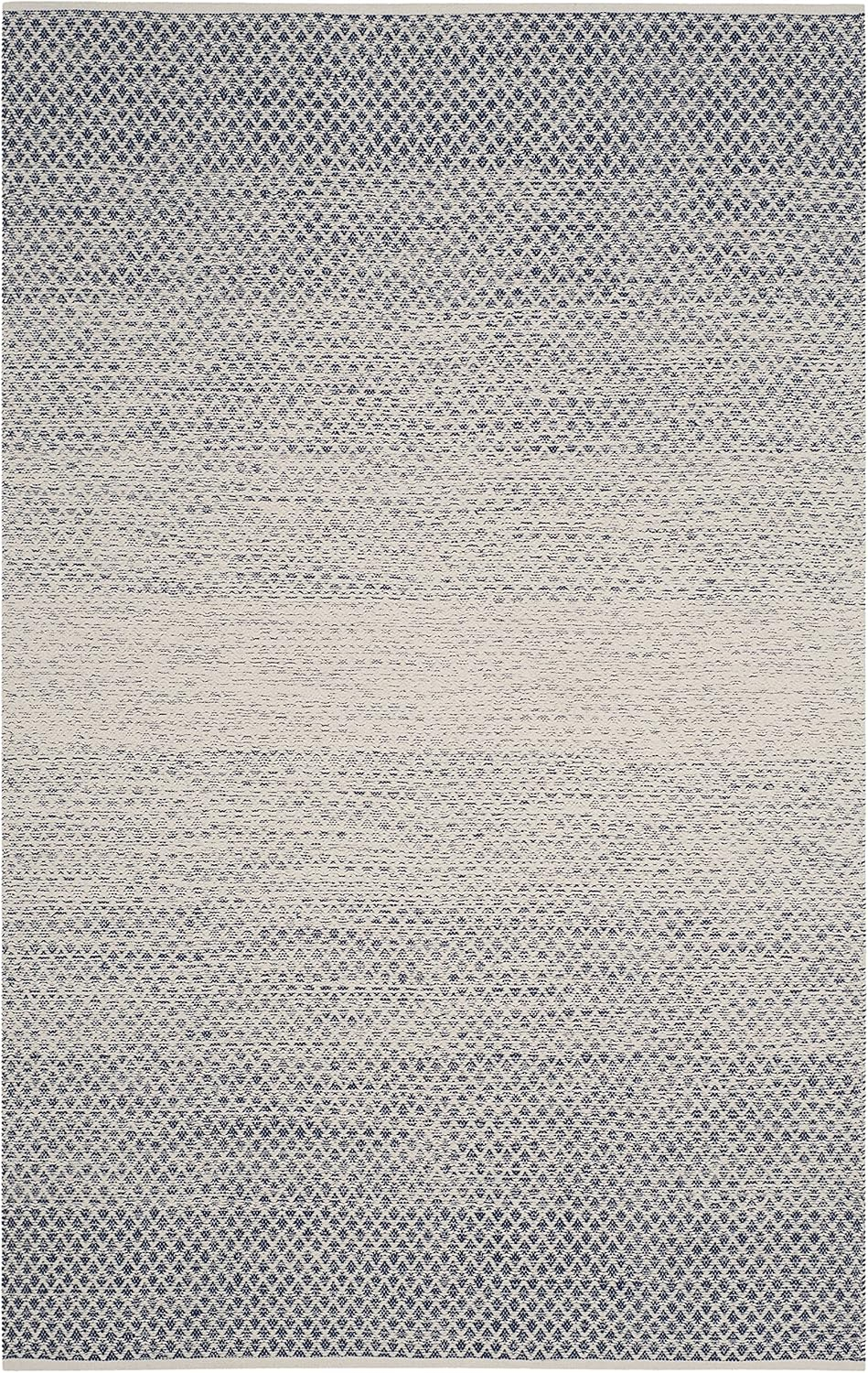 SAFAVIEH Montauk Vaughn Geometric Cotton Area Rug, Navy/Ivory, 6' x 9'