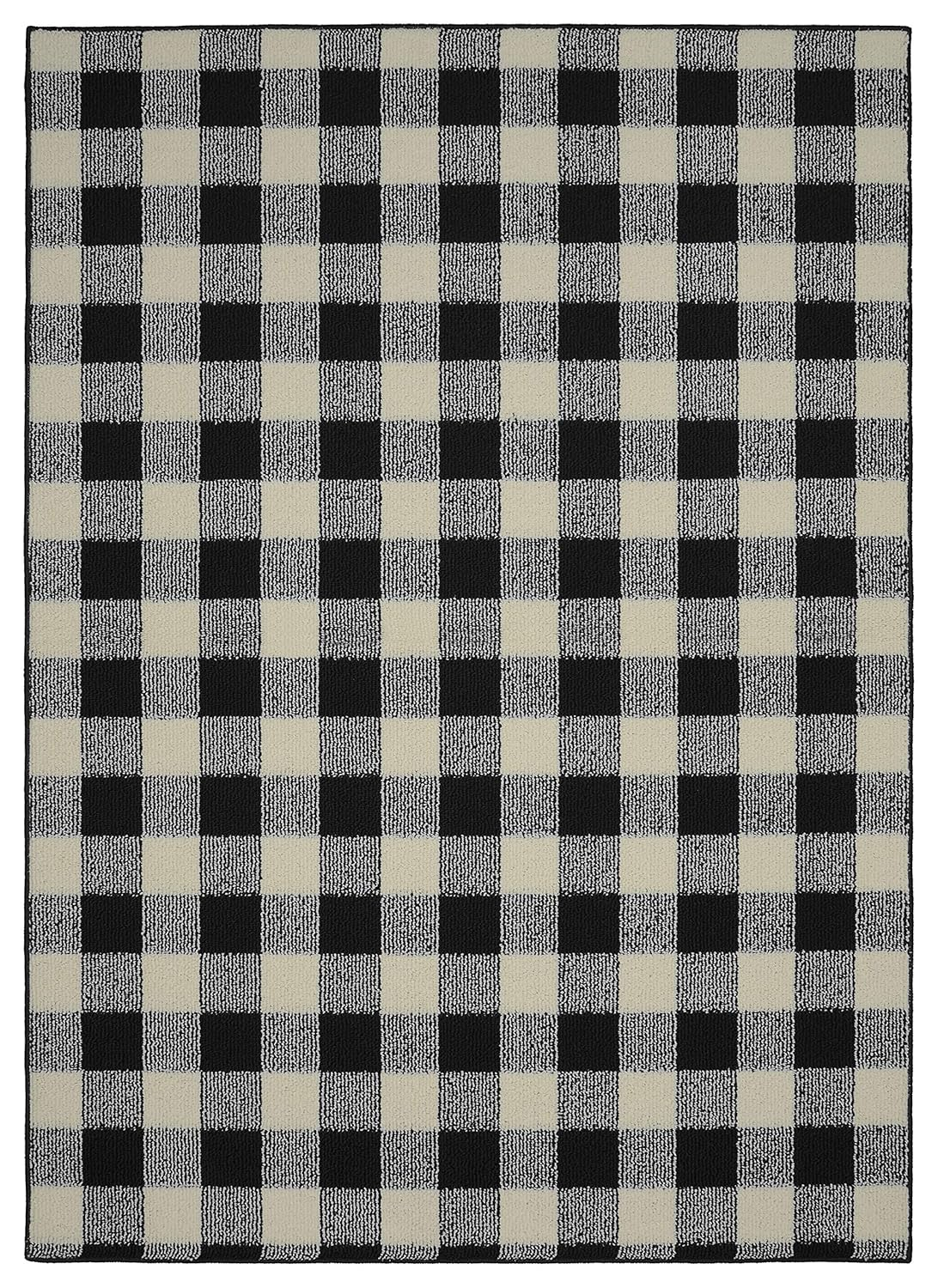Garland Rug Country Living Buffalo Plaid Polypropylene Black/Ivory Indoor Area Rug, 5' x 7'