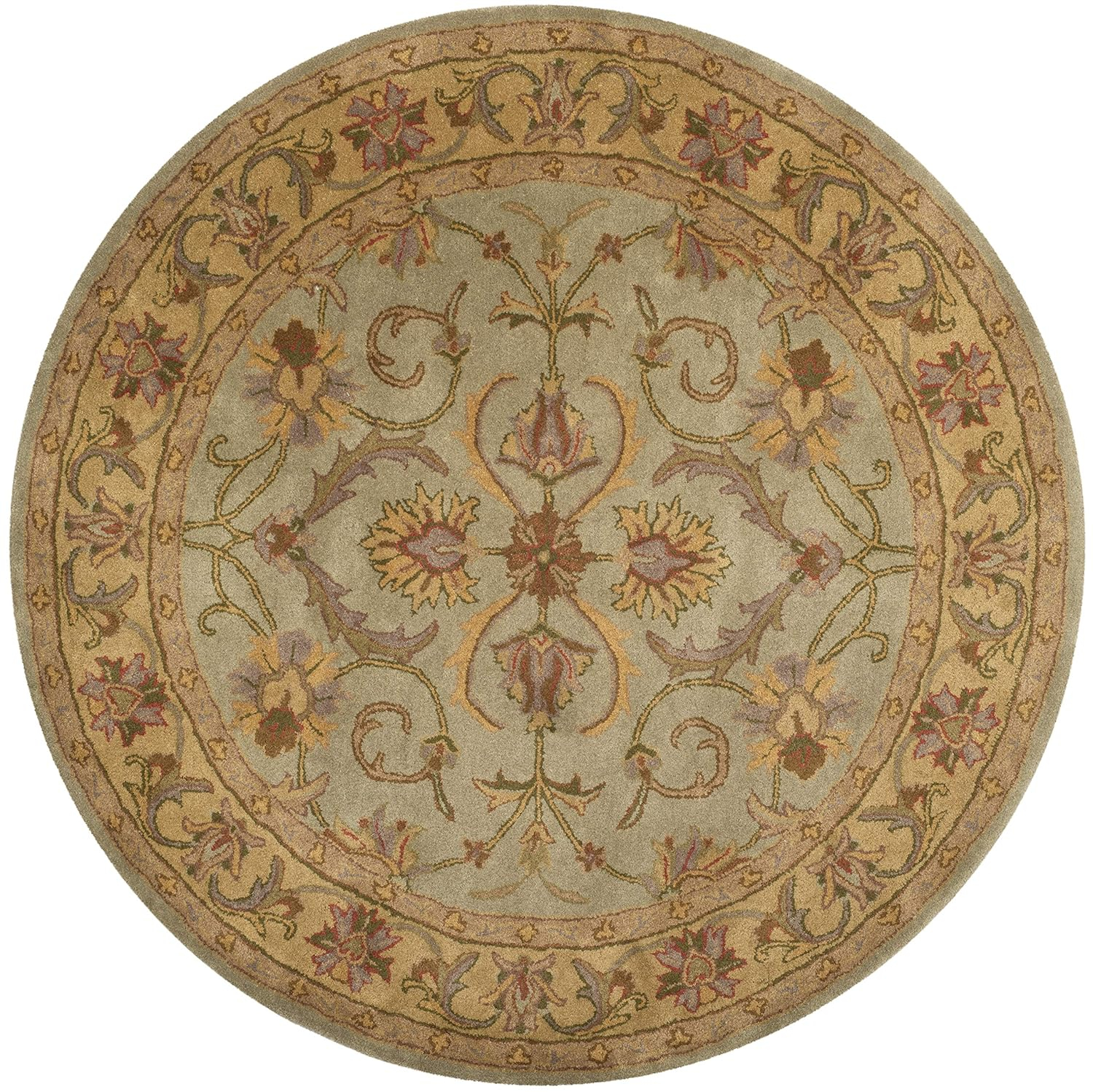 Heritage Green and Gold 6' Round Hand-Tufted Wool Area Rug