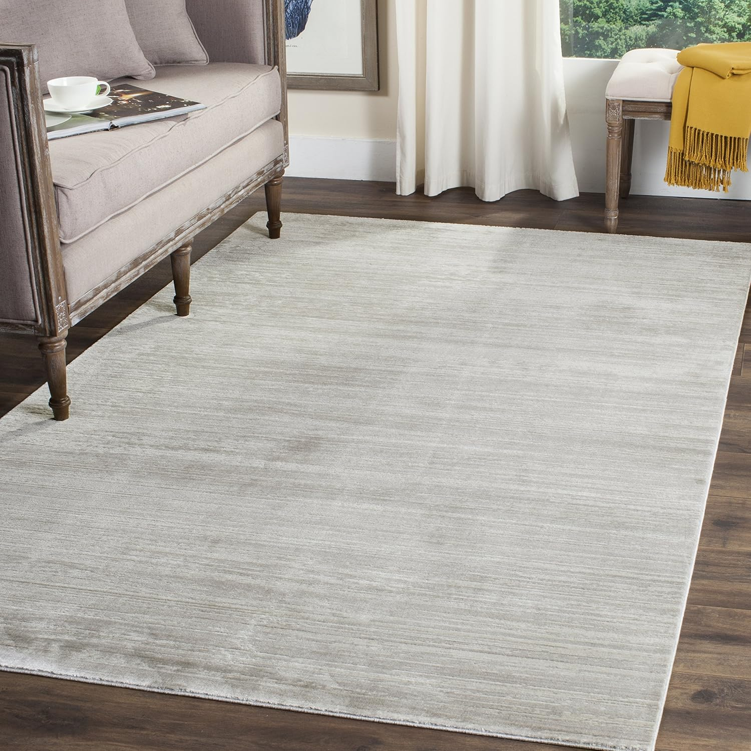 Safavieh Mystique Albox 5 x 8 (ft) Loomed Polyester Slate Rectangular Indoor Stripe Industrial Area rug