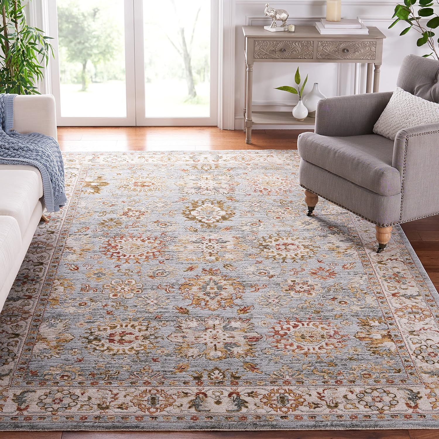 Hamilton HLT112 Power Loomed Area Rug - Blue/Ivory - 8'x10' - Safavieh.