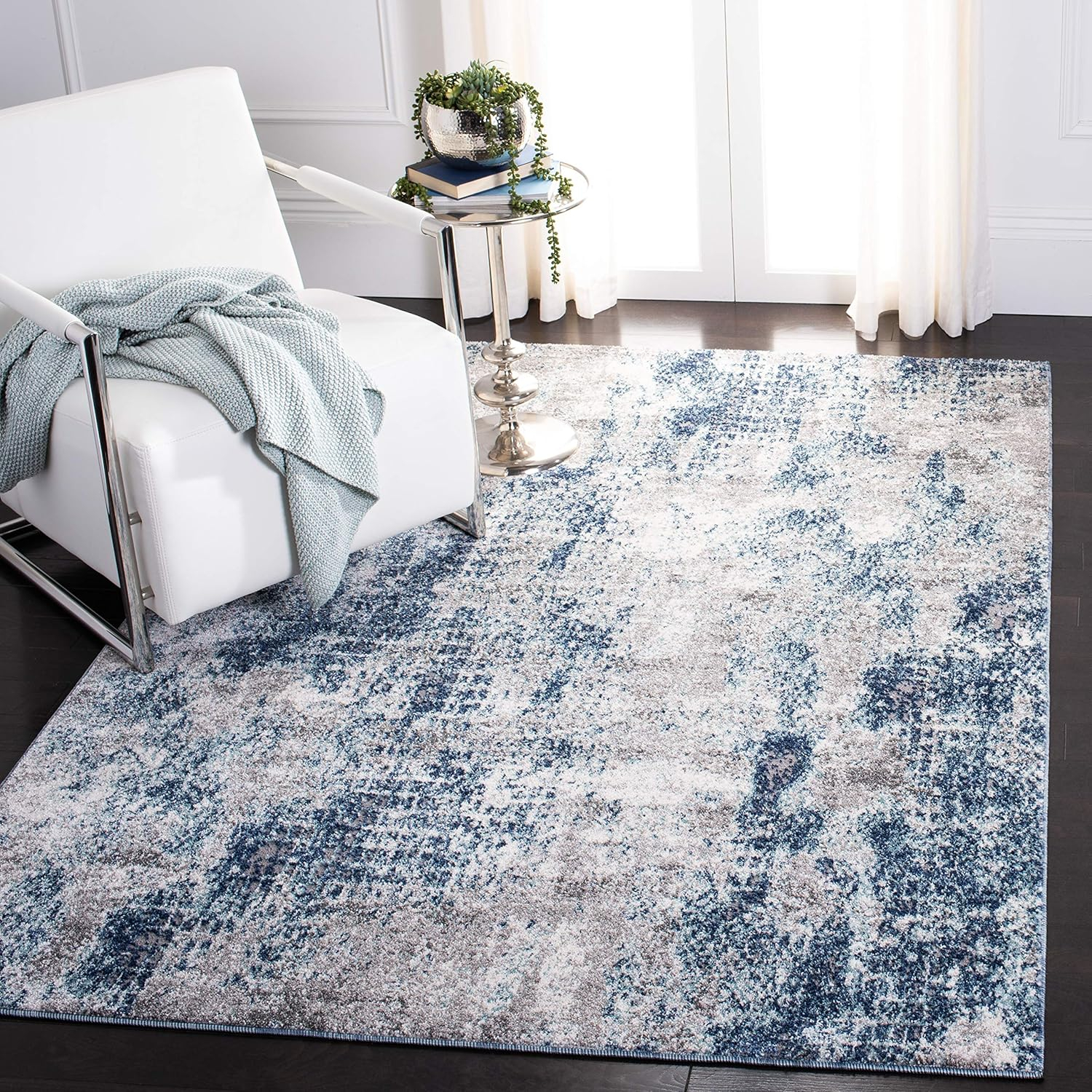 SAFAVIEH Aston Georgiana Abstract Area Rug, Navy/Grey, 4' x 6'