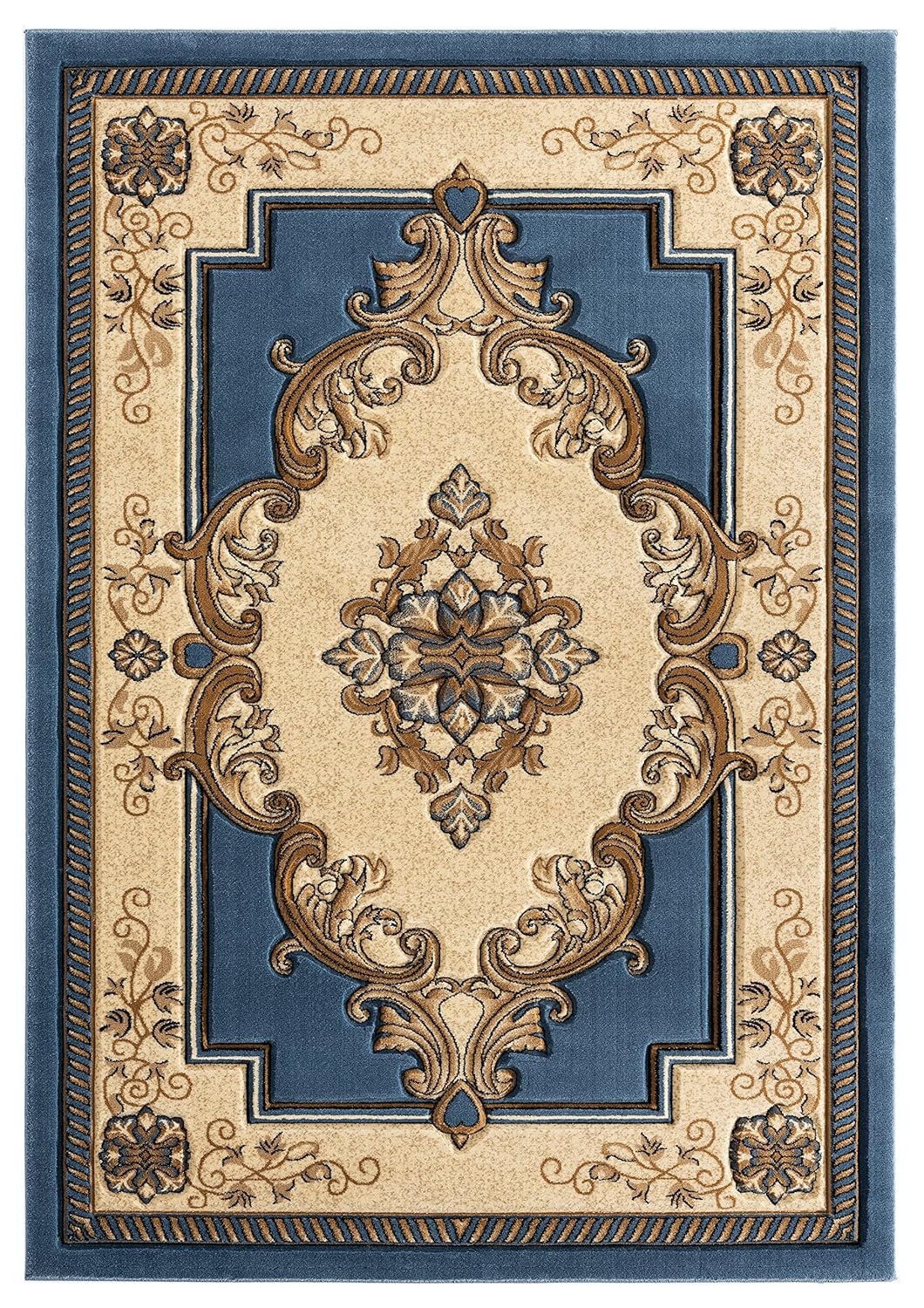 Designer Home Swan Area Rug 2050 10560 Fallon Blue Curls Petals 1' 10" x 2' 8" Rectangle