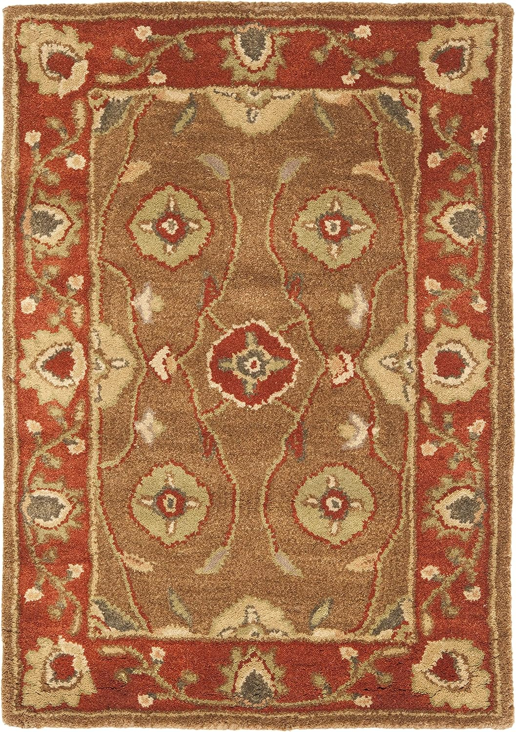 SAFAVIEH Heritage Collection Accent Rug - 2' x 3', Beige & Rust, Handmade Traditional Oriental Wool, Ideal for High Traffic Areas in Entryway, Living Room, Bedroom (HG963A)
