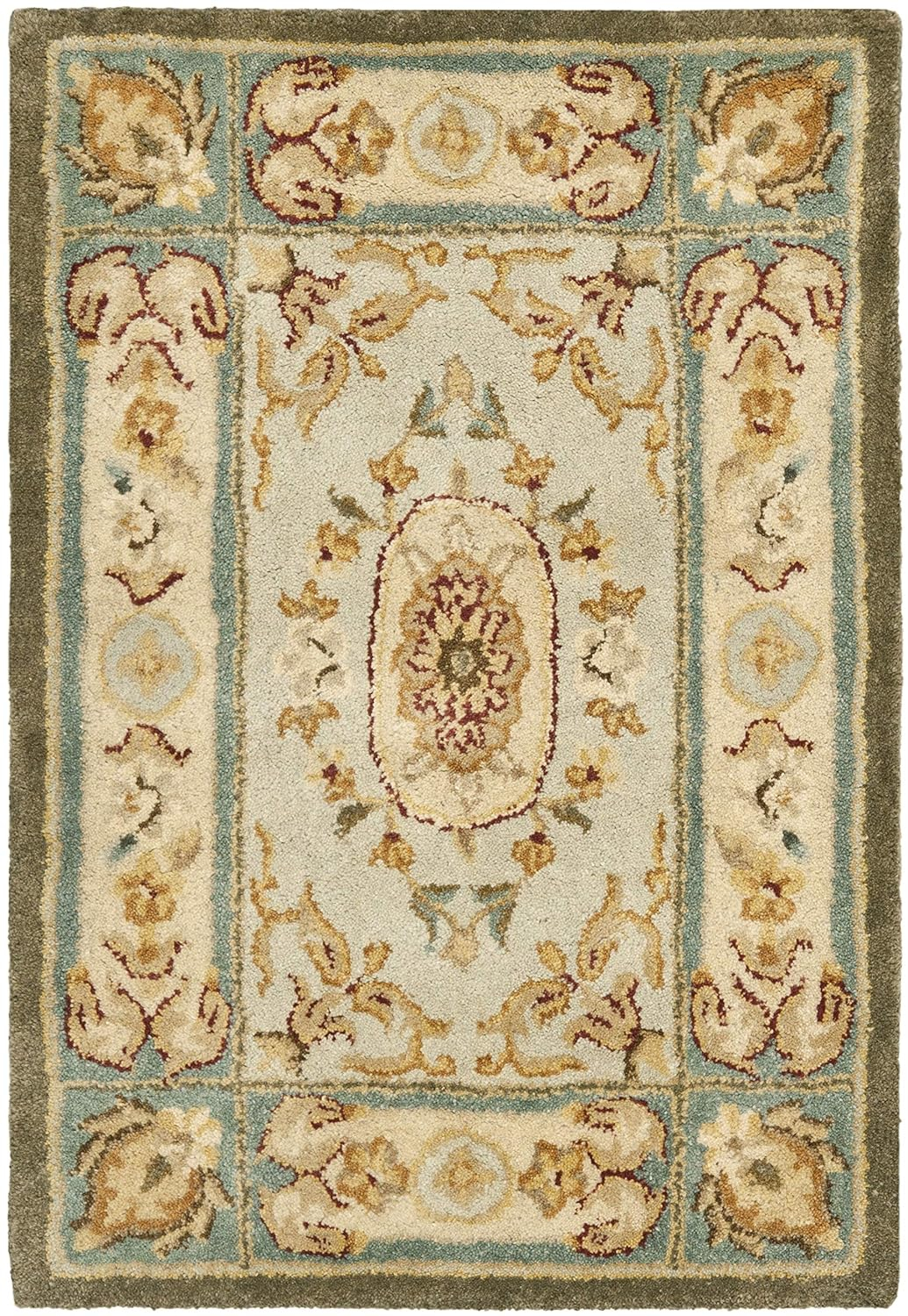 SAFAVIEH Bergama Cromwell Oriental Wool Area Rug, Light Blue/Ivory, 2' x 3'