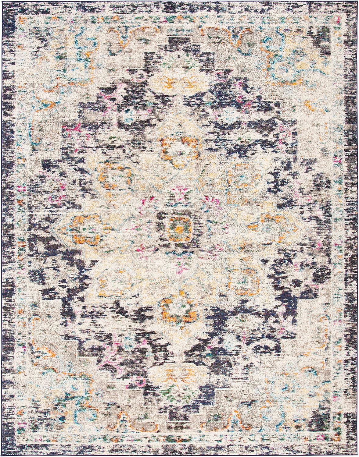 SAFAVIEH Madison Dalia Vintage Traditional Area Rug, Black/Gold, 12' x 18'