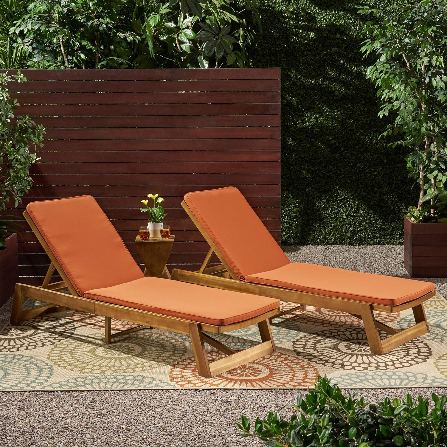 Maddison Outdoor Fabric Chaise Lounge Cushion, Set of 2, Rust Orange