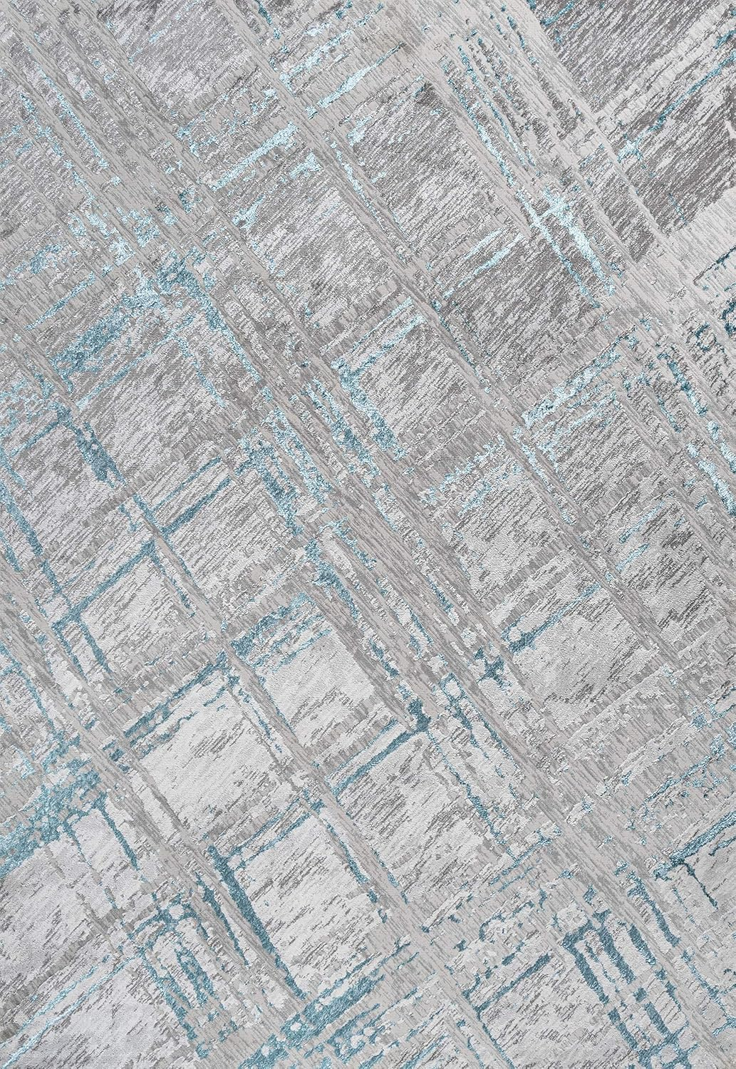 JONATHAN Y SOR201A-8 Slant Modern Abstract Indoor Area-Rug Contemporary Solid Striped Easy-Cleaning Bedroom Kitchen Living Room Non Shedding, 8 ft x 10 ft, Gray/Turquoise