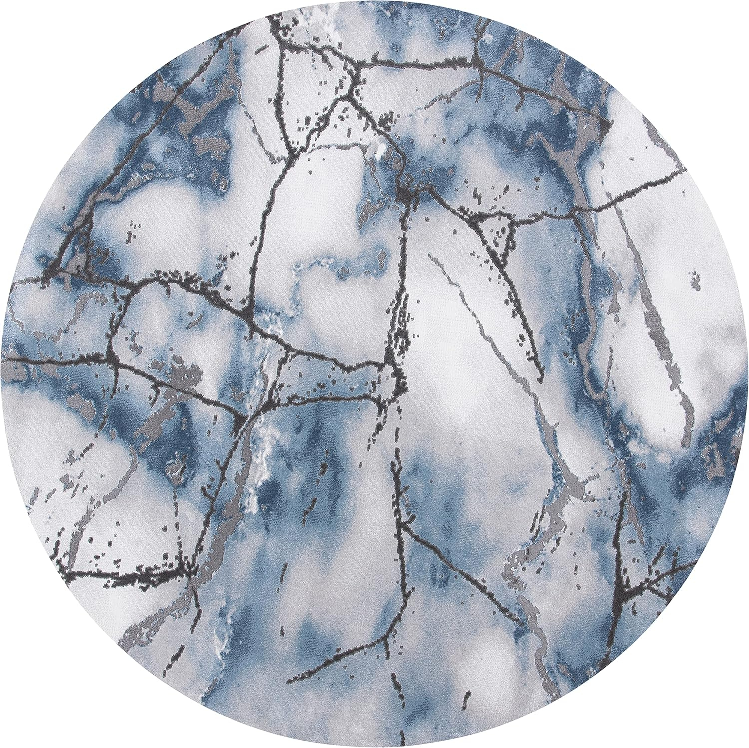 SAFAVIEH Craft Paul Abstract Marble Area Rug, 10' x 10' Round, Grey/Blue