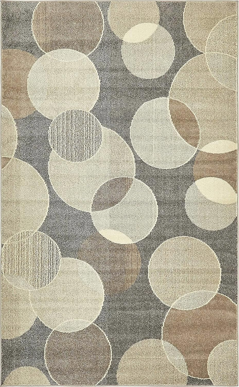 Unique Loom Chromatic Collection Modern Bokeh & Vibrant Abstract Area Rug for Any Home Décor, Rectangular 5' 0" x 8' 0", Gray/Beige