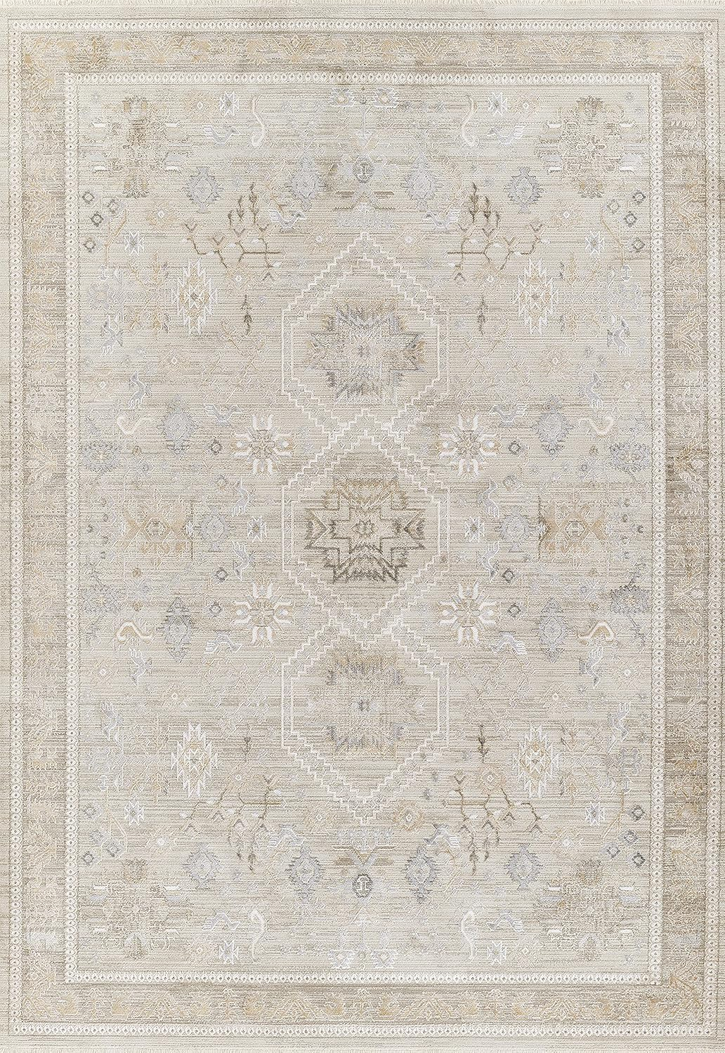 Momeni Cambridge Viscose and PES Traditional Grey Area Rug 3'11" X 5'5"