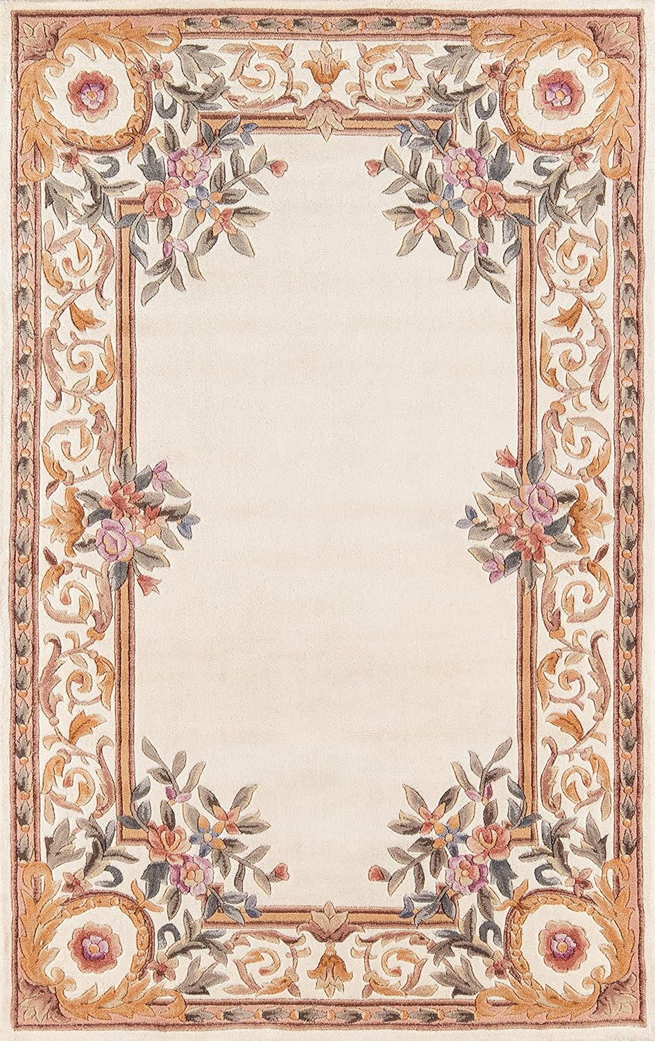 Momeni Transitional Round Area Rug, Ivory, 4' X 4' Round