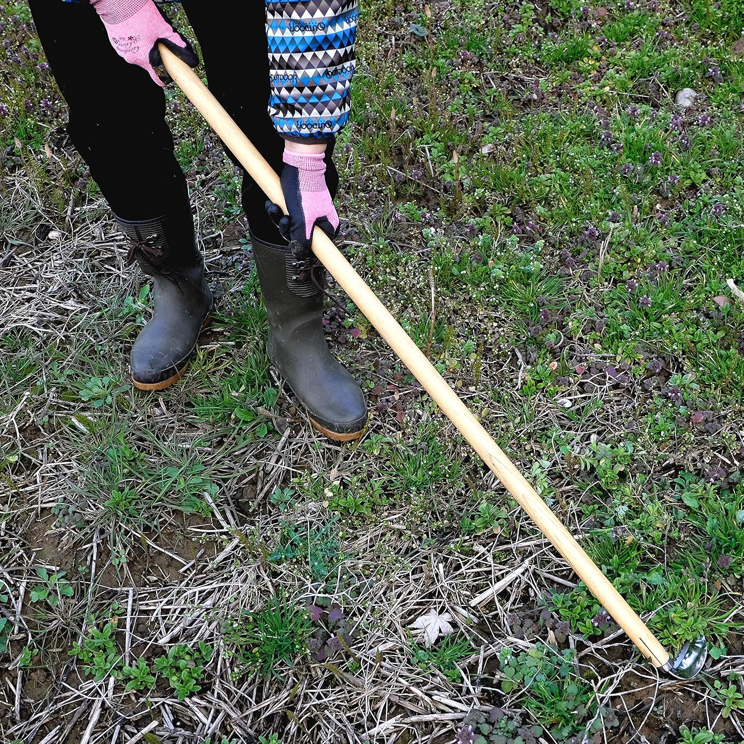 Garden Hoe Long Handle 42-3/4" Heavy Duty Japanese Stainless Steel, Made in JAPAN, Weeding Sickle Tool, Stand Up Weeder Hand Tool