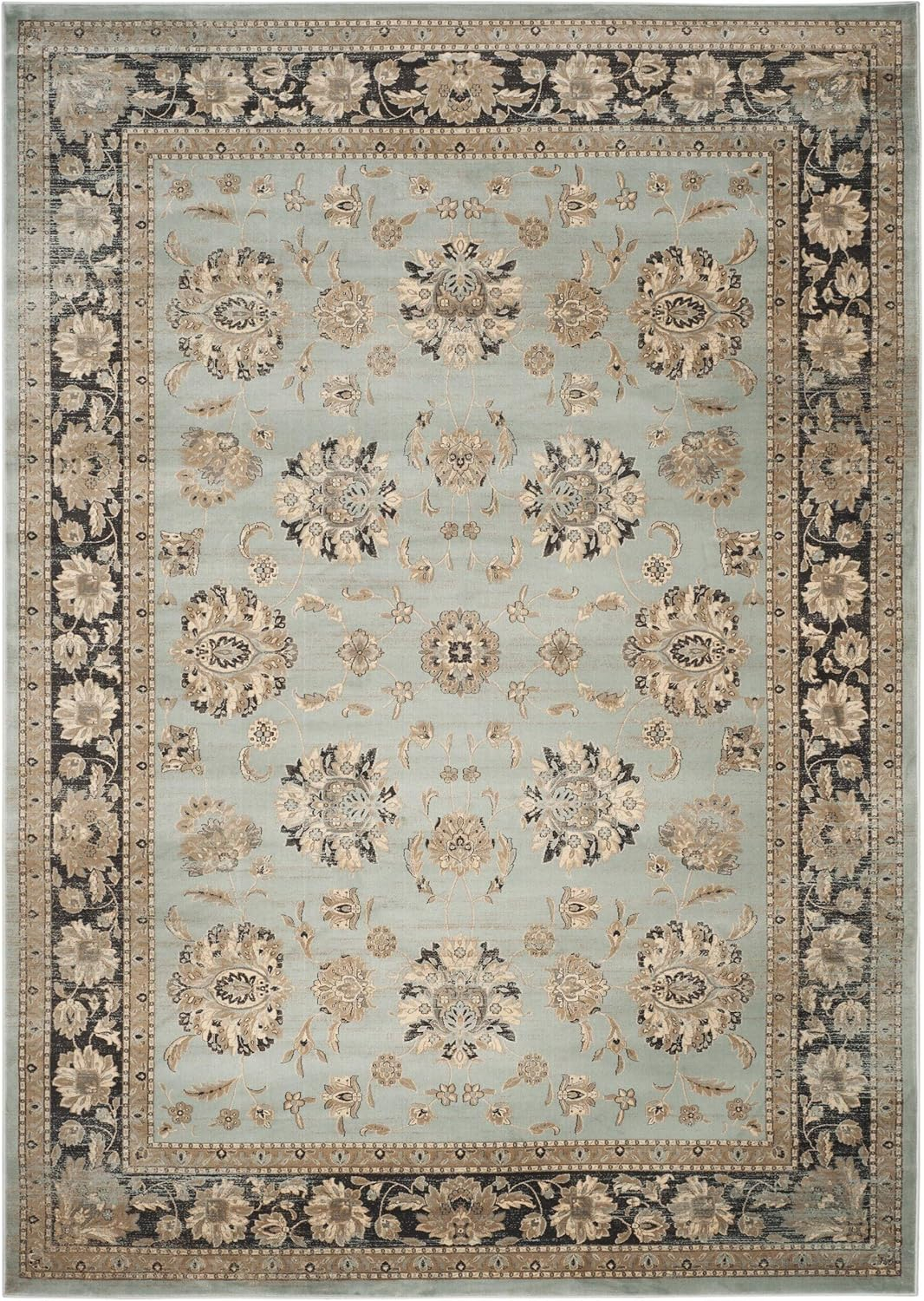 SAFAVIEH Vintage Jessamine Traditional Area Rug, Light Blue/Black, 8' x 11'