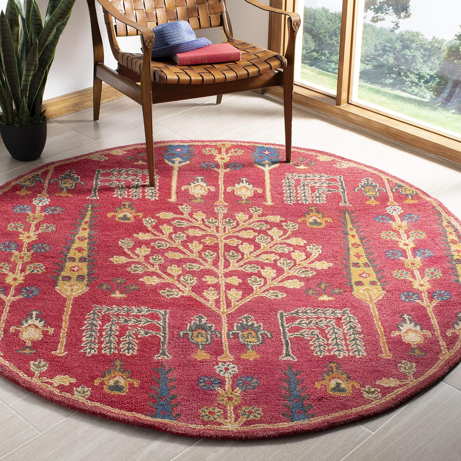 SAFAVIEH Heritage Kynaston Floral Wool Area Rug, Red/Multi, 9' x 12'