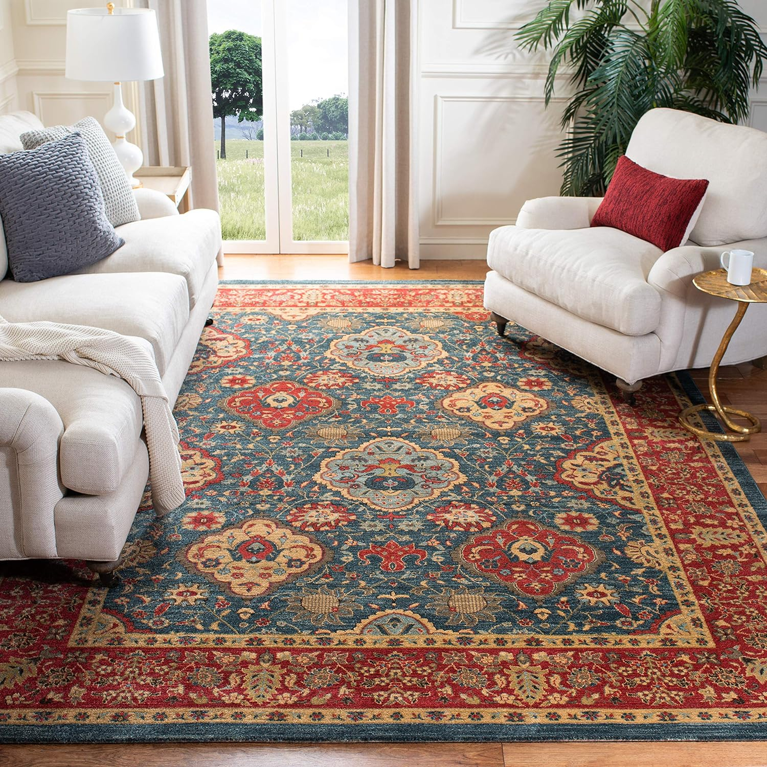 Mahal MAH655 Power Loomed Area Rug - Navy/Red - 5'1"x5'1" - Safavieh.