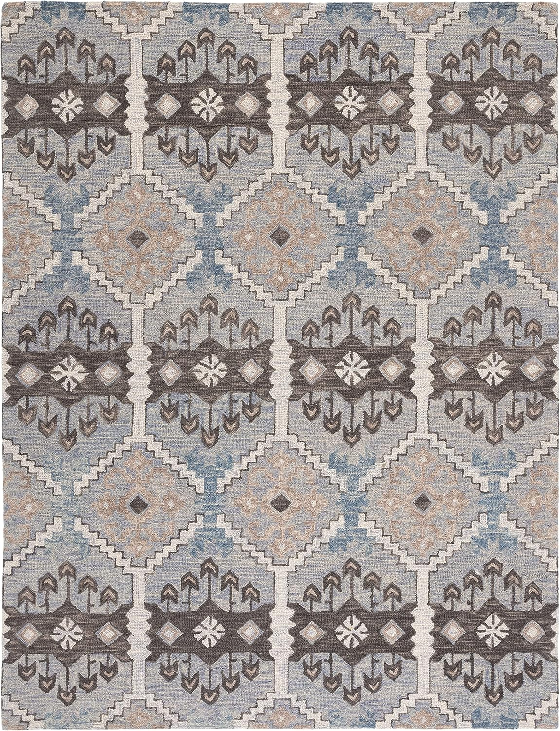 SAFAVIEH Aspen Noweel Geometric Wool Area Rug, Light Blue/Cream, 11' x 15'