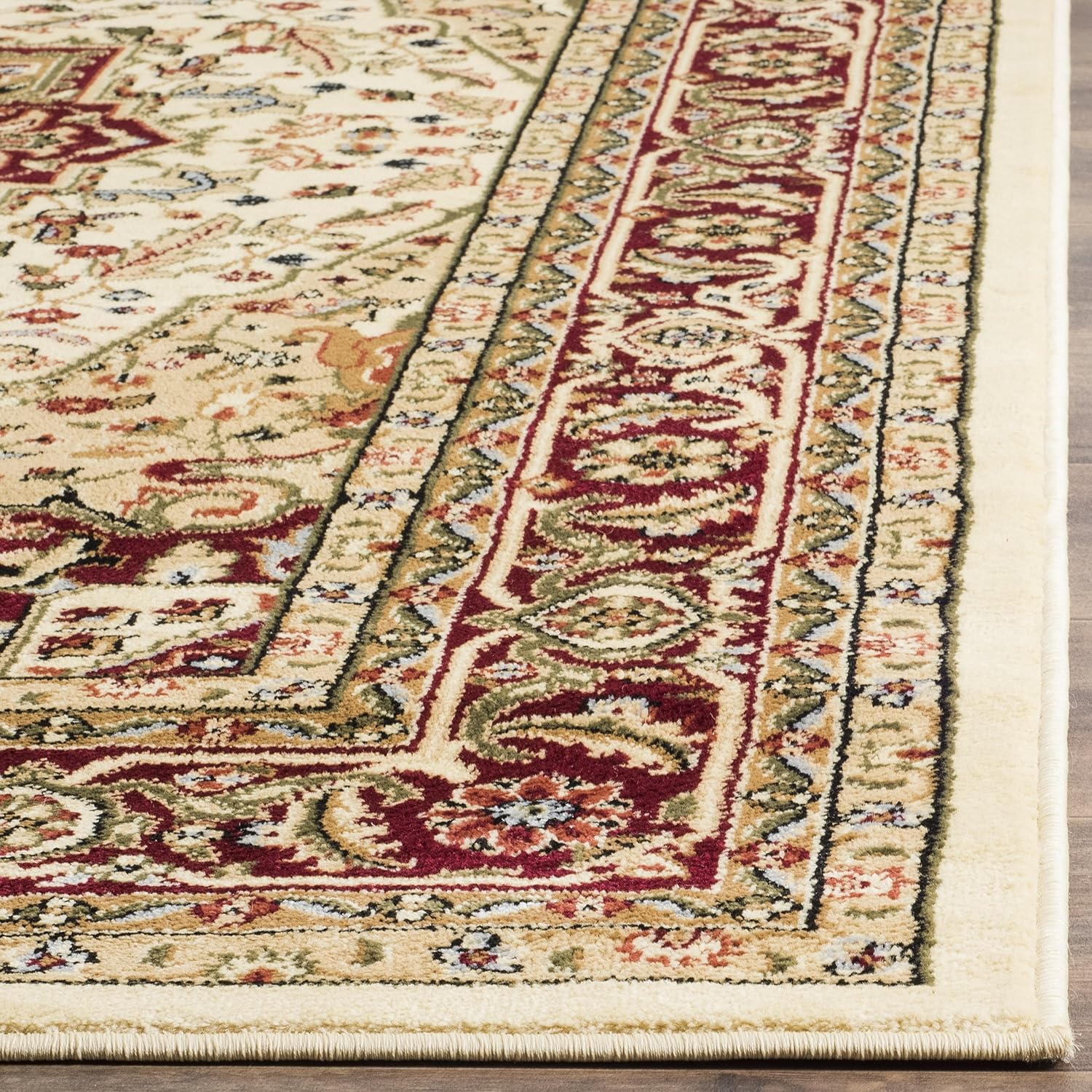 SAFAVIEH Lyndhurst Miranda Traditional Bordered Area Rug, Ivory/Red, 10' x 14'