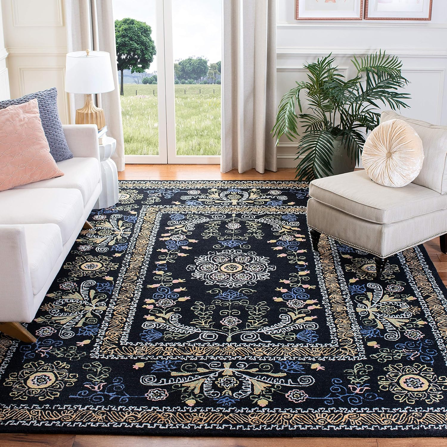 Handmade Blue Wool 9' x 12' Tufted Area Rug