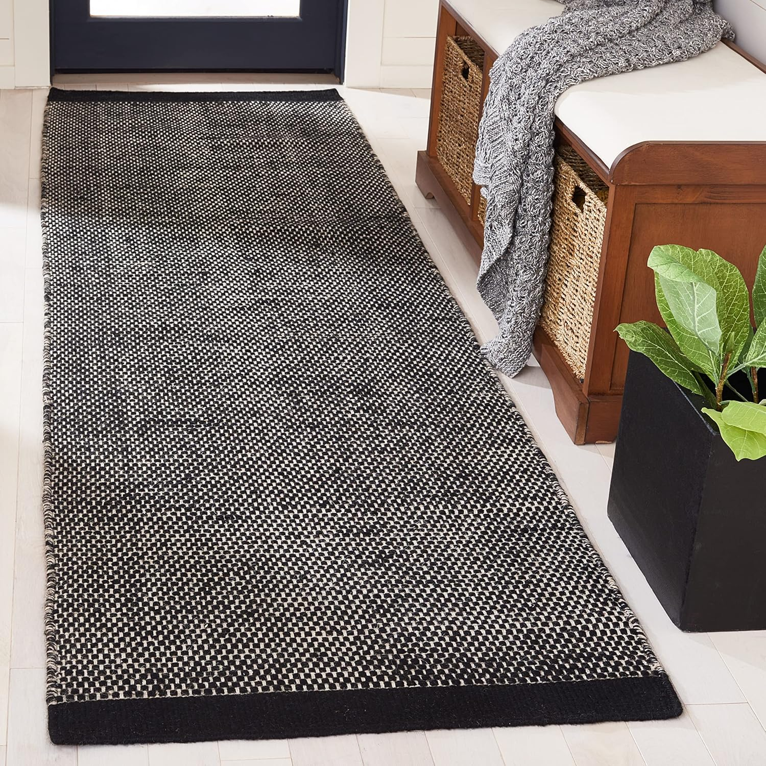 SAFAVIEH Vermont Zarif Distressed Dotted Runner Rug, Black, 2'3" x 8'
