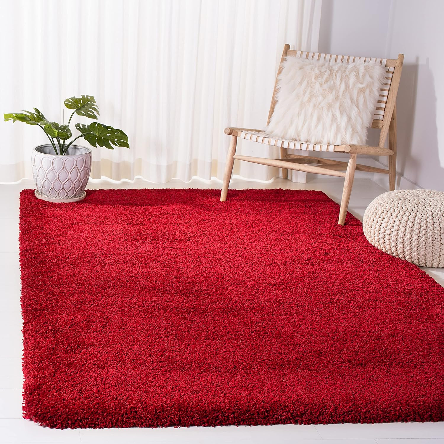 Ultra-Soft Aqua Blue Geometric 8' Square Shag Area Rug
