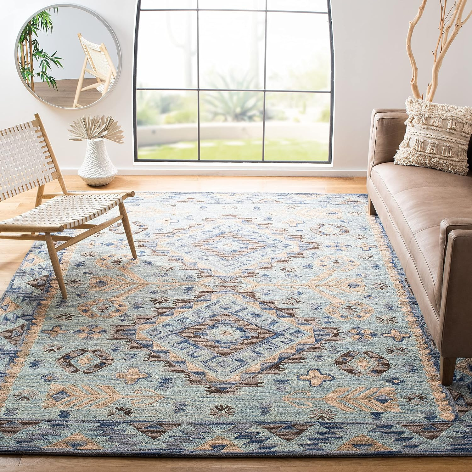 SAFAVIEH Aspen Briella Floral Wool Area Rug, Blue/Beige, 10' x 14'