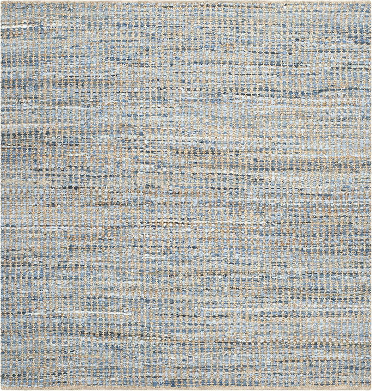 Handwoven Coastal Charm Blue & Natural Square Jute Rug - 62"