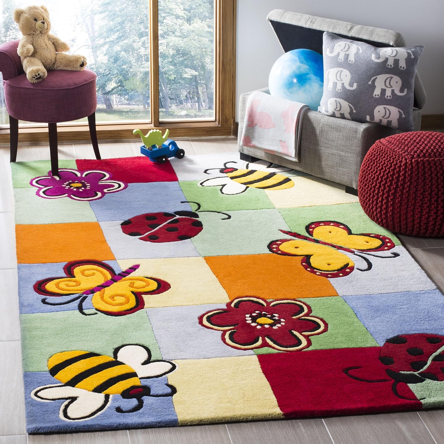 SAFAVIEH Kids Dorris Butterflies and Flowers Area Rug, Multi, 3' x 5'