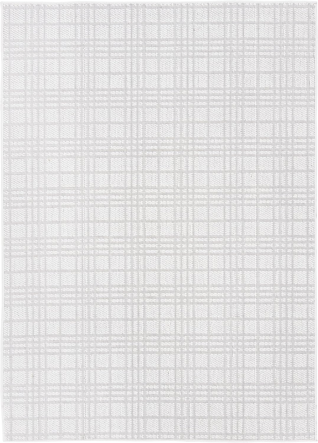 SAFAVIEH Bermuda Lavern Geometric Machine Washable Indoor/Outdoor Area Rug, Ivory/Light Grey, 6'7" x 9'2"